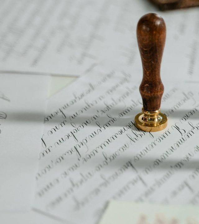 pexels-photo-7333505-7333505 Vintage calligraphy papers with a wooden wax seal stamp, embodying timeless elegance.